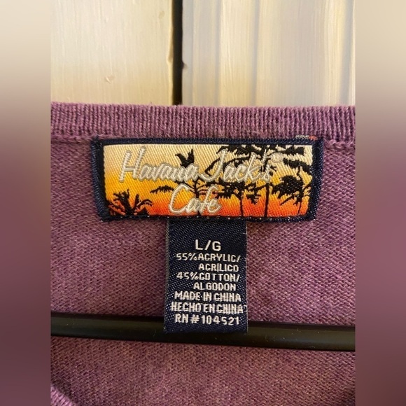 Vintage Havana Jack’s Cafe Acrylic Blend Purple Sweater - Picture 3 of 8